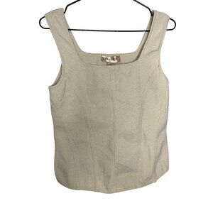 Bailey 44 Women Size L Sleeveless Knit Sweater Tank Top Cream Ivory Shimmer Crop